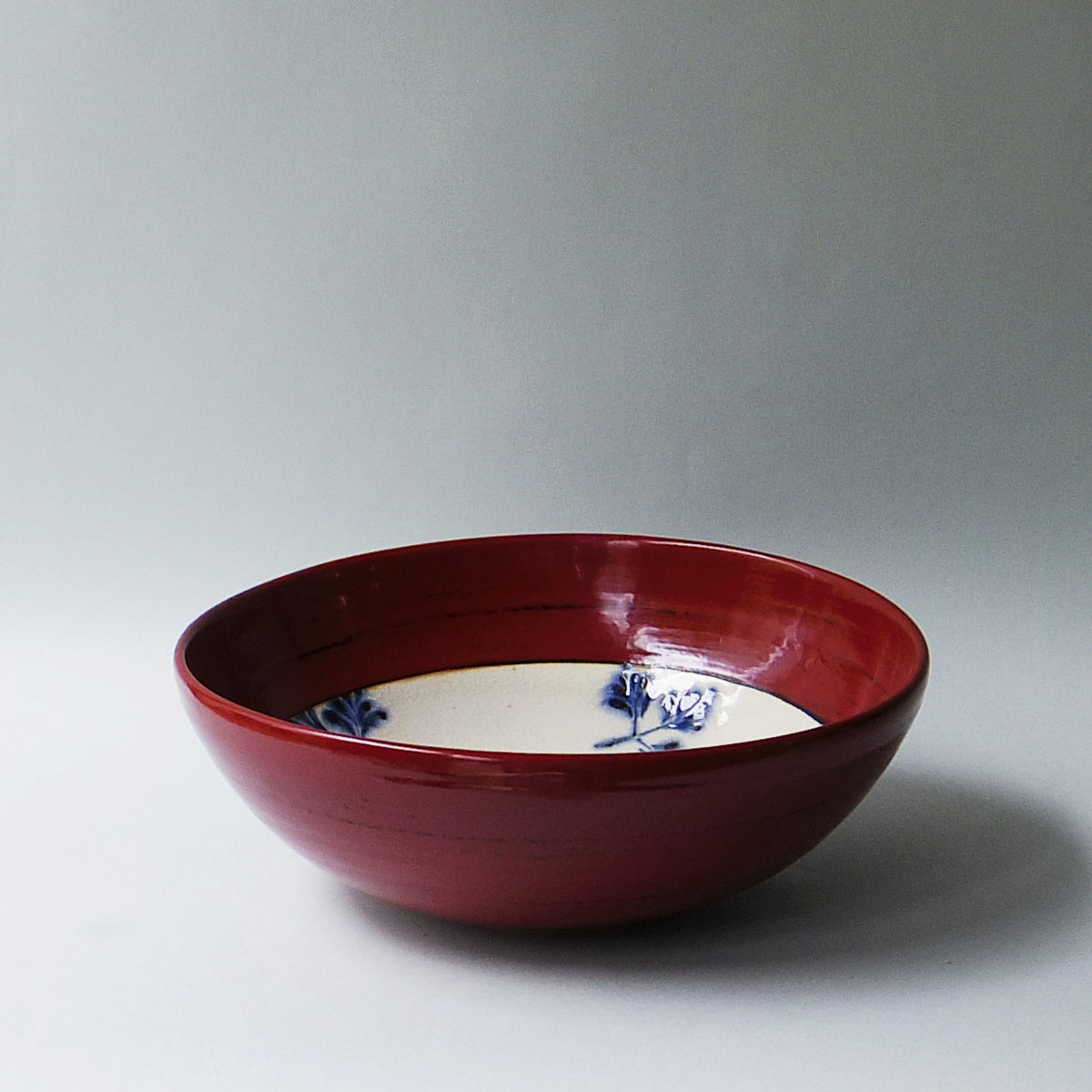 紬平ボウル 漆陶 シダ 根来（朱） – MINODONBURI shop