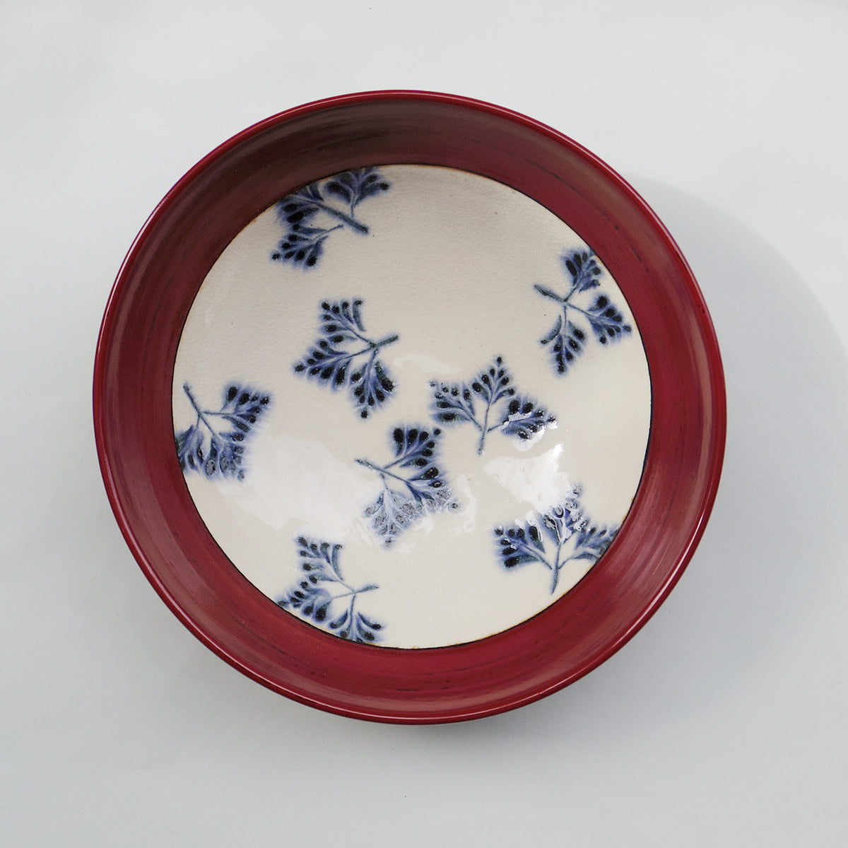 紬平ボウル 漆陶 シダ 根来（朱） – MINODONBURI shop