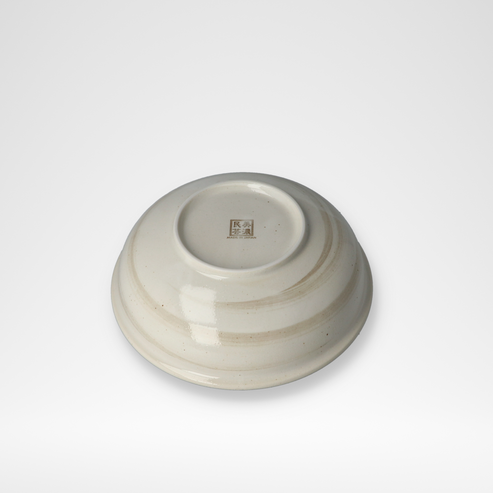 民藝ハンドメイド 陶器 ボウル クリーム色