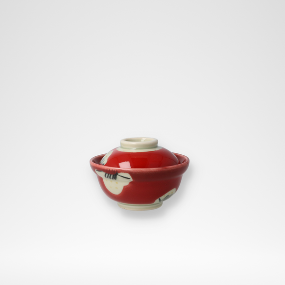 蓋付き豆丼 M 椿 赤