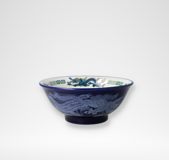 ルリ　反り高台6寸お子様丼 龍雷紋