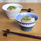 反りどんぶり　山紫水明M 氷柱 灰グレー　盛付